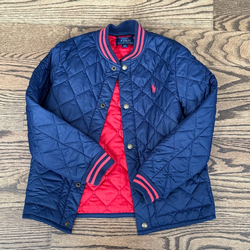 Polo by Ralph Lauren Quilted Puffer Jacket in Blue and Red